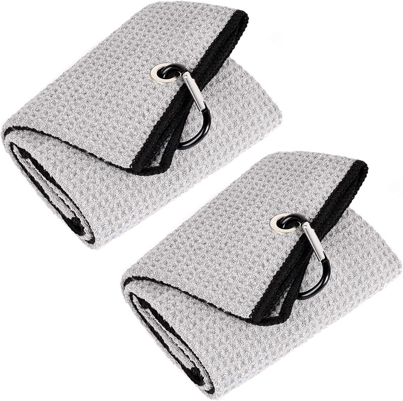 Mile High Life Golf Towel Tri Fold Waffle Microfiber with Carabiner Clip