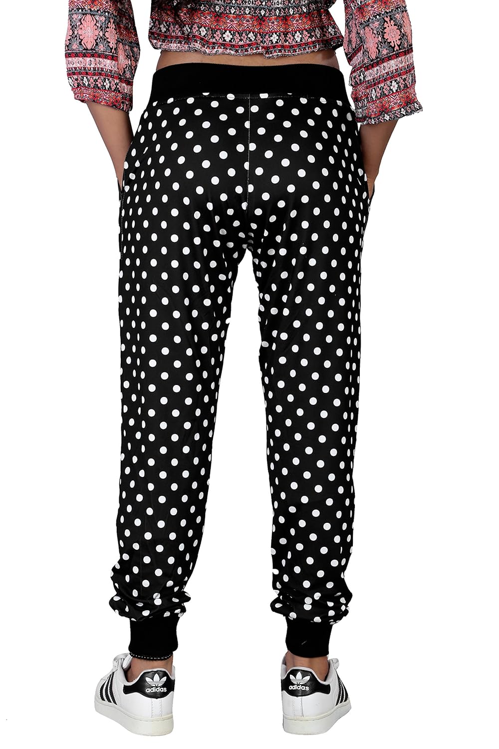 yuvraah women's black polka dot printed track pant