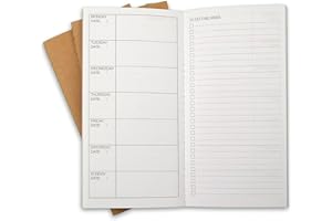 R|B RICCO BELLO RICCO BELLO Travelers Notebook Refill Inserts, Weekly To Do Undated Calendar, Kraft Cover, 4.25 x 8.25 inches (Set of 3)