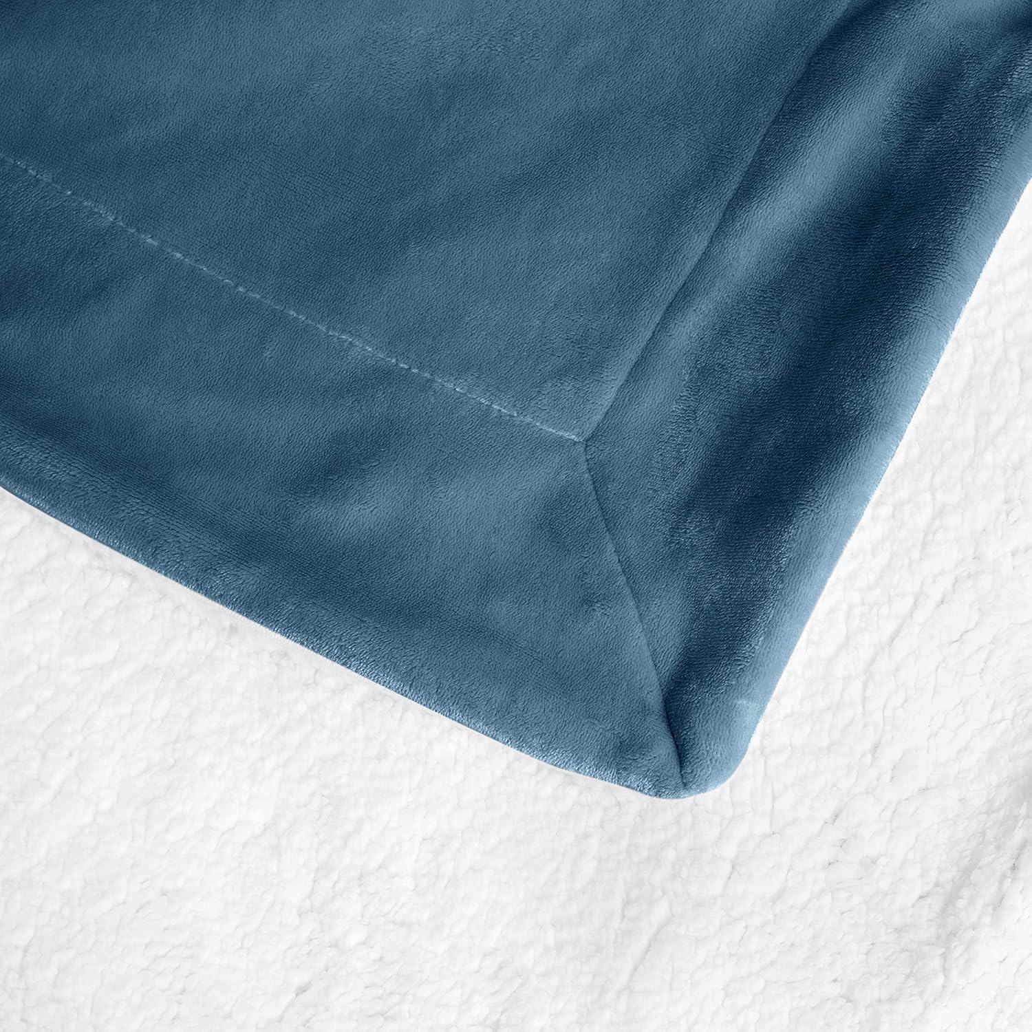 Basics Ultra-Soft Micromink Sherpa College Dorm Blanket - Throw, Mallard Blue: Home & Kitchen