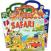 JOYIN 3 Sets Animal Reusable Sticker Book for Toddlers, 3D Sticker Book for Kids 3 4 5, Travel Essentials, Airplane Activity Toys, Crafts Gifts, Birthday Gifts - Farm, Ocean, Safari