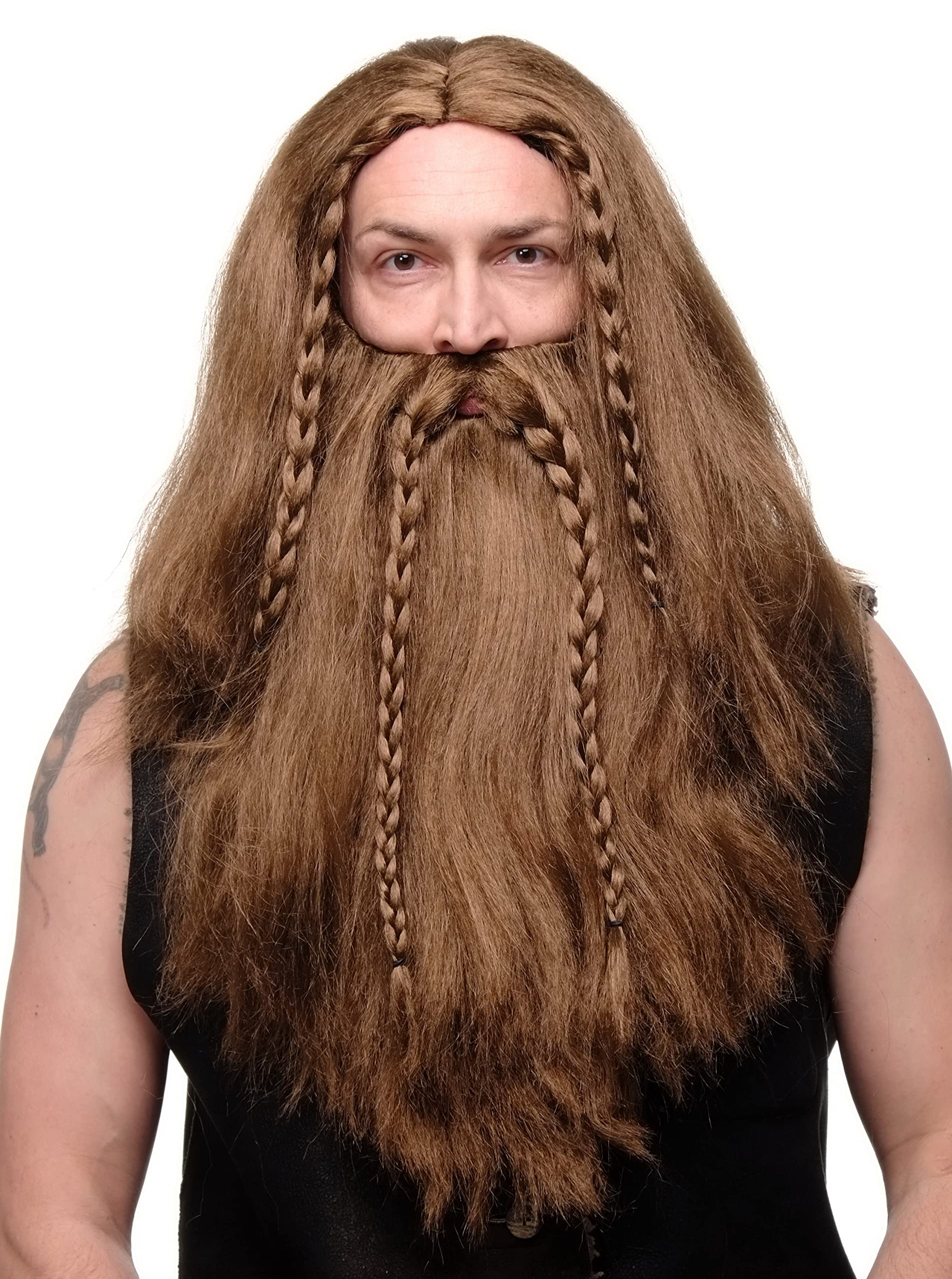WIG ME UP - Party/Fancy Dress/Halloween brown Wig & Beard Erik Viking Chieftain Barbarian Berzerker Dwarf