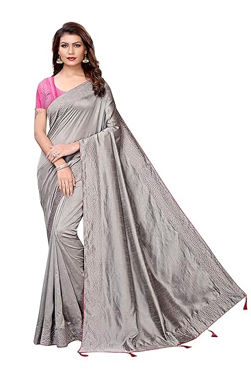 Winza Designer Womens Cotton Silk Saree With Blouse (SILVER PEARLS)