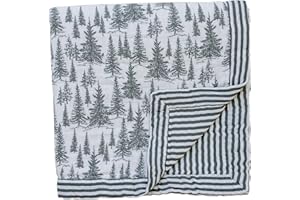 Mebie Baby Muslin Quilt, Forest Green Stripes, 100% Cotton Baby Blanket for Girls & Boys, Newborns to Toddler, Soft Swaddle Blanket, 47"x47"