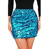 GUANYY Sequin Skirt for Women-Stretchy Bodycon Night Out Party Shine Sparkly Mini Skirts