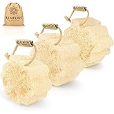 Almooni Mini Natural Loofah Sponge - Real Egyptian Shower Exfoliating Loofah - Small Loofah Scrubber for The Perfect Grip - 3 Count(1 Pack)