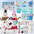 LAWOHO Build a Snowman Kit with Clear Slime & Air Dry Clay for Kids, Christmas Crafts for Kids, Slime Kit for Kids, Christmas Gifts for Kids, Stocking Stuffers for Kids Christmas Crafts Snowman Kit