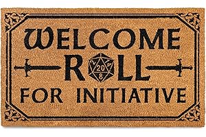 Roll for Initiative Door Mat Outdoor 30x17 Inch, Roll for Initiative Doormat for Covered Outdoor Area, DND Doormat, DND Welco