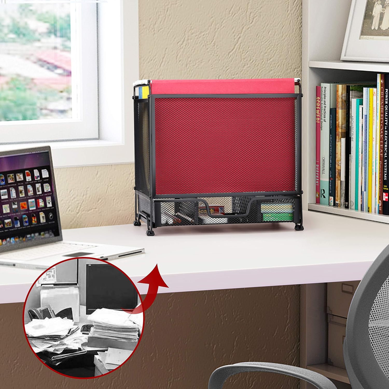 Simple Trending Desk Hanging File Box Storage Bin Organizer with Drawer Organizer for Letter/A4 Office File Folder Holder, Black: Home Improvement
