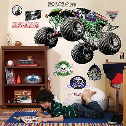 Birthdayexpress Monster Jam Room Decor Grave Digger Giant Wall Decals