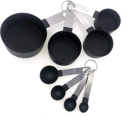 FONYA 8-Piece Measuring Tools Set Nylon Cups Spoons with Metal Handles