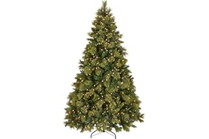 National Tree Company 7.5 ft Pre-Lit Carolina Pine Artificial Christmas Tree, 750 Clear Lights, 1,399 Tips, Includes Stand, Green