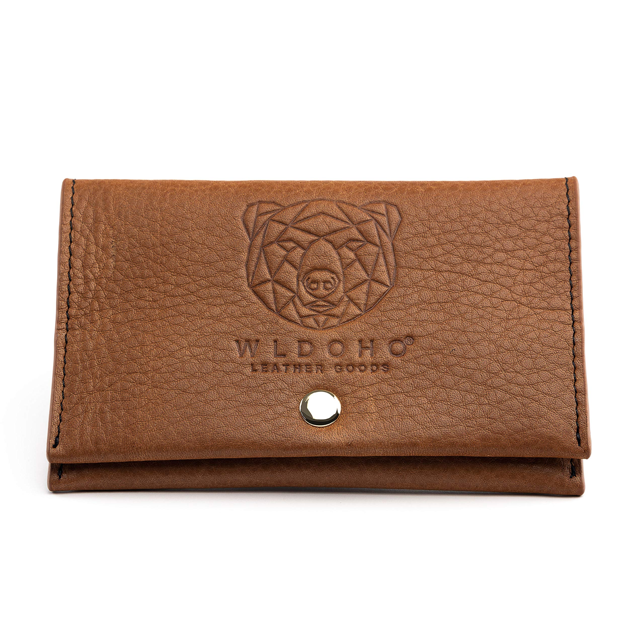 WLDOHO® Leather Tobacco Pouch I Wallet for Cigarette Rolling with Magnetic Closure, Filter Compartment and Double Paper Holder I Gift Box (Light Brown)