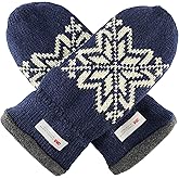 BRUCERIVER Mens Snowflake Knit Mittens with Warm Thinsulate Fleece Lining