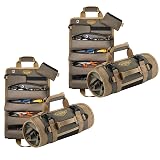 Ryker Roll Up Tool Bag Organizer – Heavy Duty Motorcycle Tool Roll, Gifts For Dad, Khaki+Black