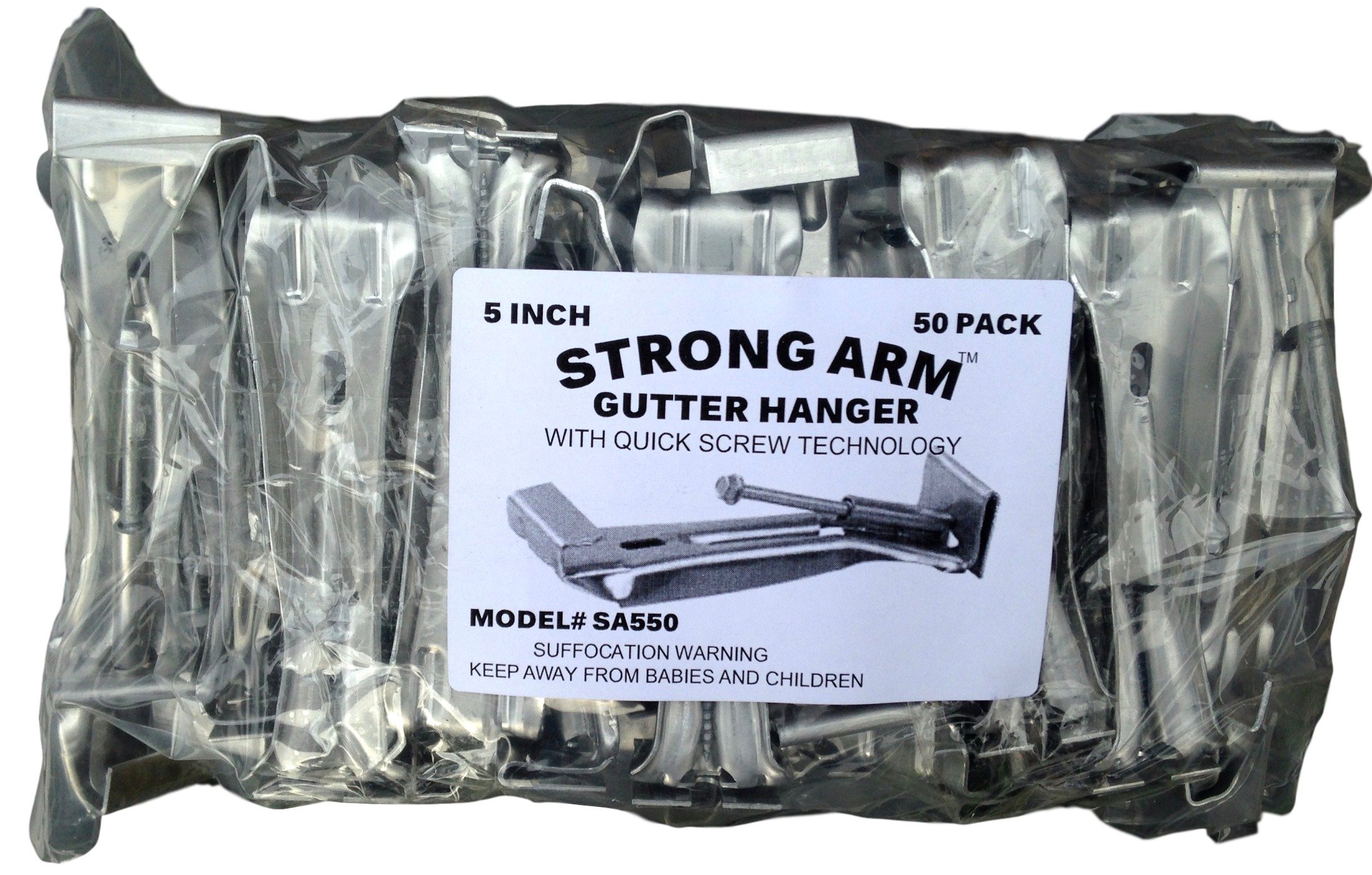 Quick Screw 5" 50 Pack Heavy Duty Hidden Rain Gutter Bracket Hook