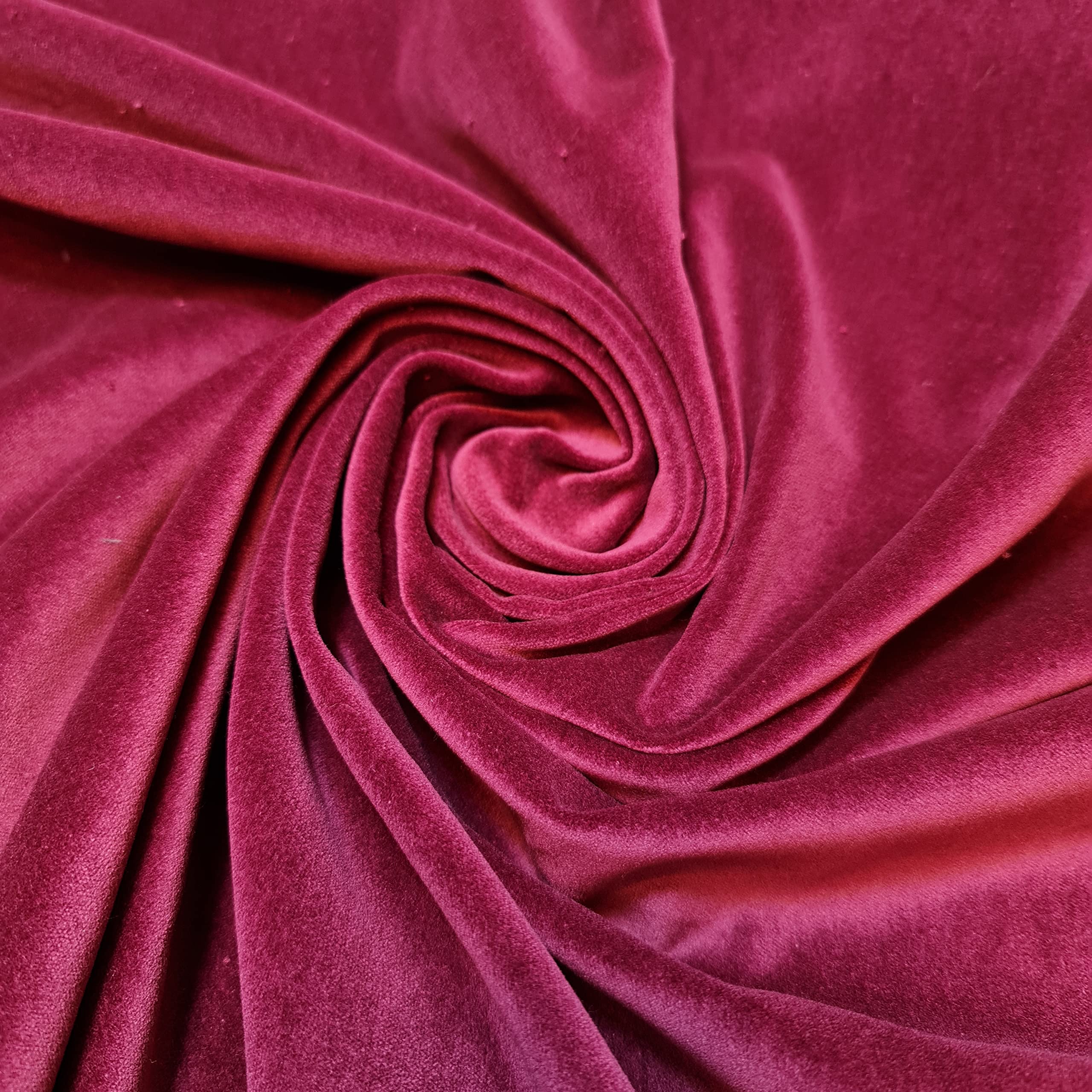 100% Cotton Velvet Fabric Costume Dress Craft Upholstery Material 44" (Pre Cut 1 Meter - Wine)