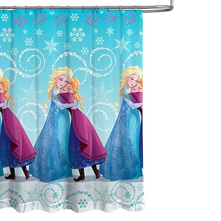 Disney Frozen 70 X 72 Blue Peva Shower Curtain With Princess Ana