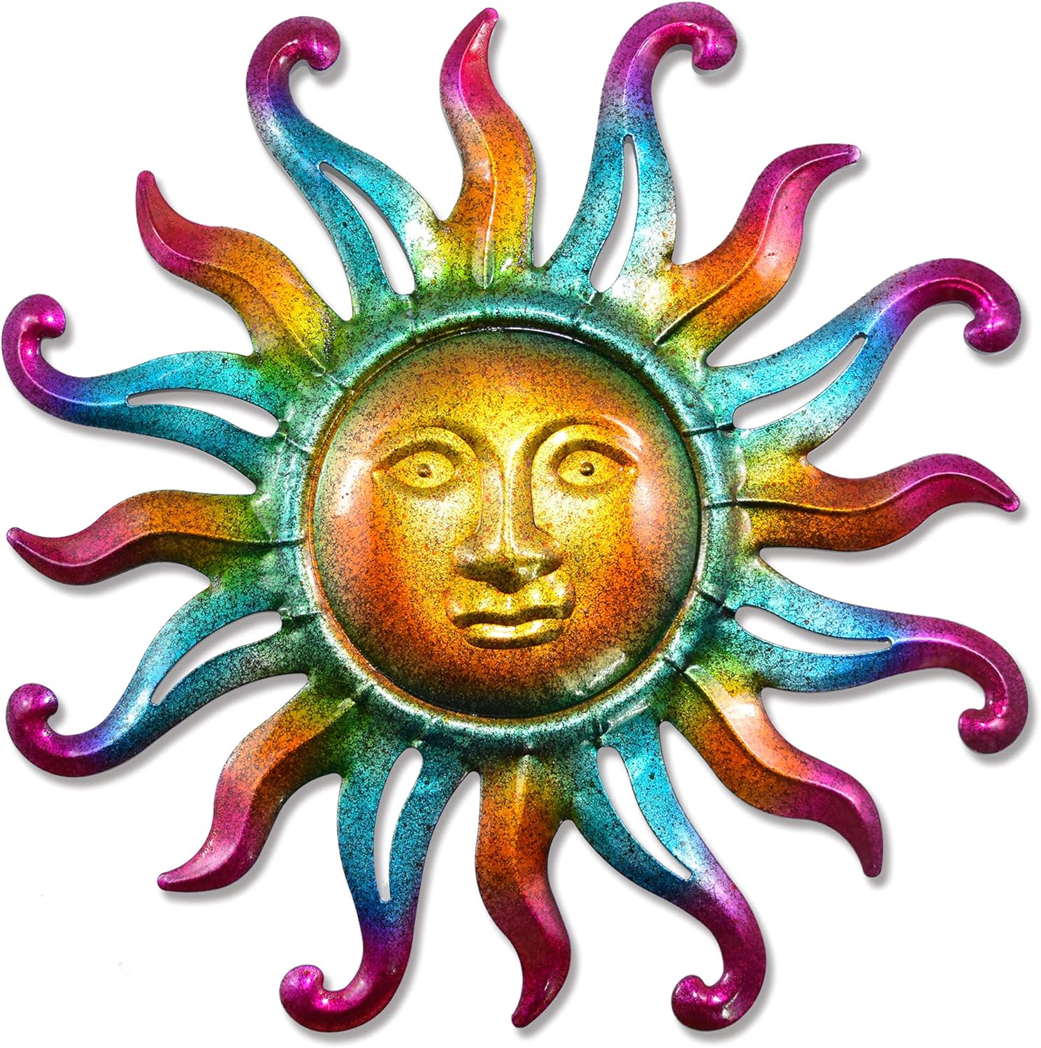 Plaques & Wall Art - Metal Outdoor Sun Wall Decor, Sun Face Yard Art Fence Metallic Outside Decorations for Patio Garden, 12 inch -A