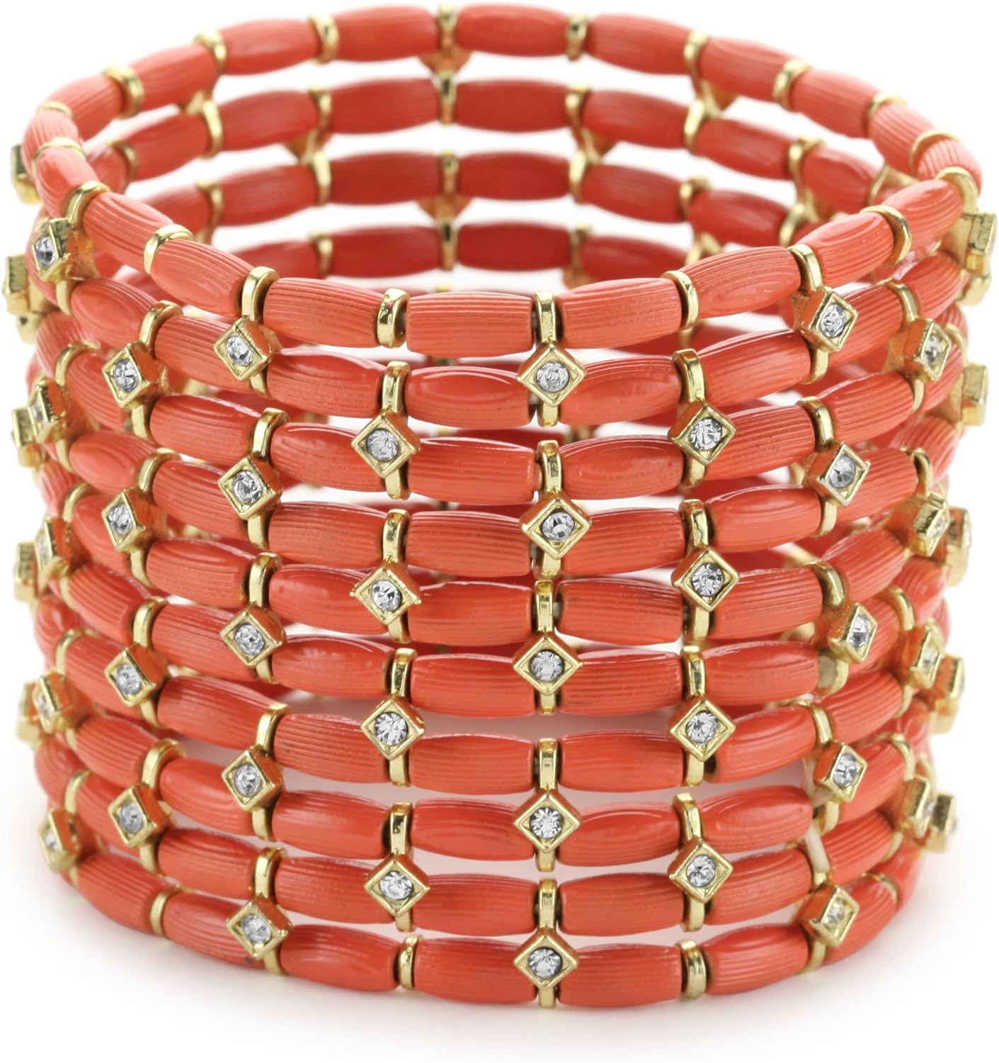 RAIN CoralColor 10Row Bracelet Stretch Bracelets Jewelry