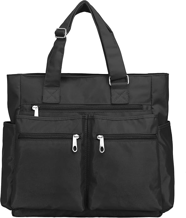 Canvas Tote Bag Waterproof Nylon Multi Pocket Shoulder Bags Laptop Work Bag Teacher Purse and Handbags for Women & Men