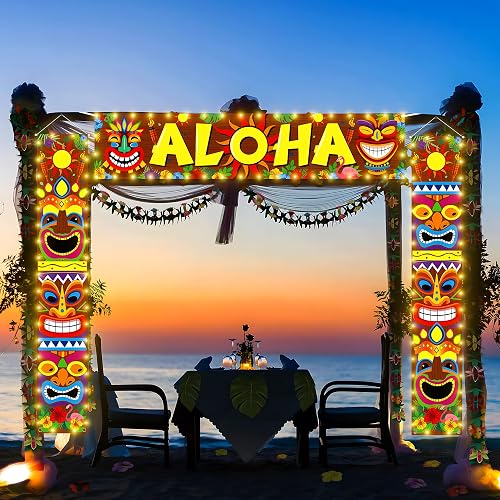 OuMuaMua Hawaiian Tiki Party Decorations, Luau Tiki Decorations Banner
