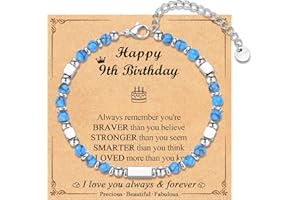 EFVISD 4-18 Year Old Girls Birthday Gifts, Sweet Tiny Gemstone Beaded Birthday Bracelets with Happy 4-18th Birthday Message Card for Daughter/Granddaughter/Niece/Sister/Best Friend