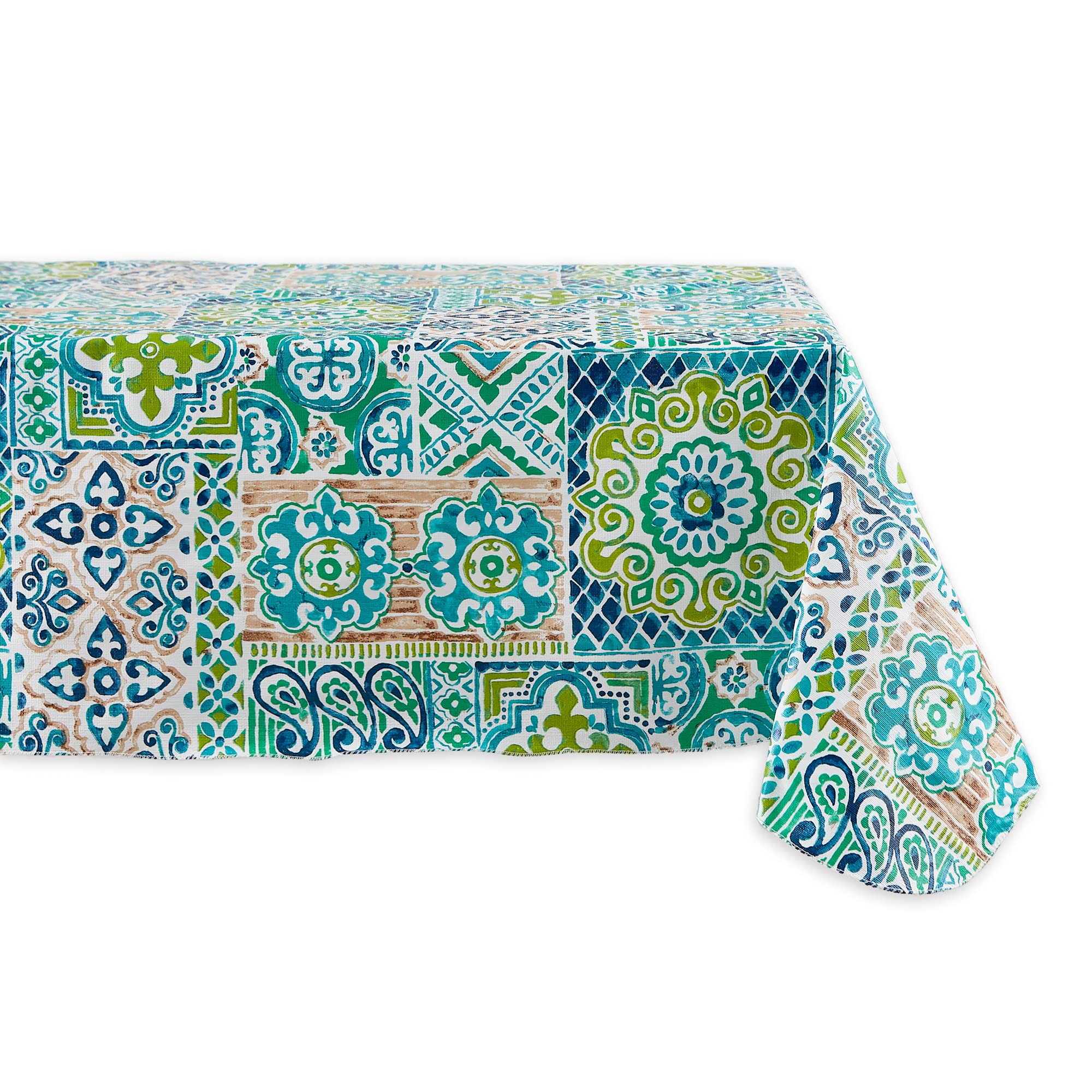 DII Spanish Print Collection Vinyl Multipurpose Flannel Backed Rectangular Tablecloth 60 x 84 cm Spanish Tiles