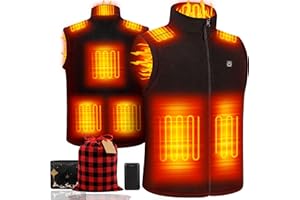 Pordrick Heated Vest Women Men with 20000mAh Battery Pack, Fleece Heating Vests for Cycling, Camping, Hiking & Hunting