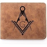 TZYTHT Freemason Gifts,Masonic Wallet,Leather Wallet for Men,Engraved Personalized Leather Wallet,Symbol Wallet (Freemason)