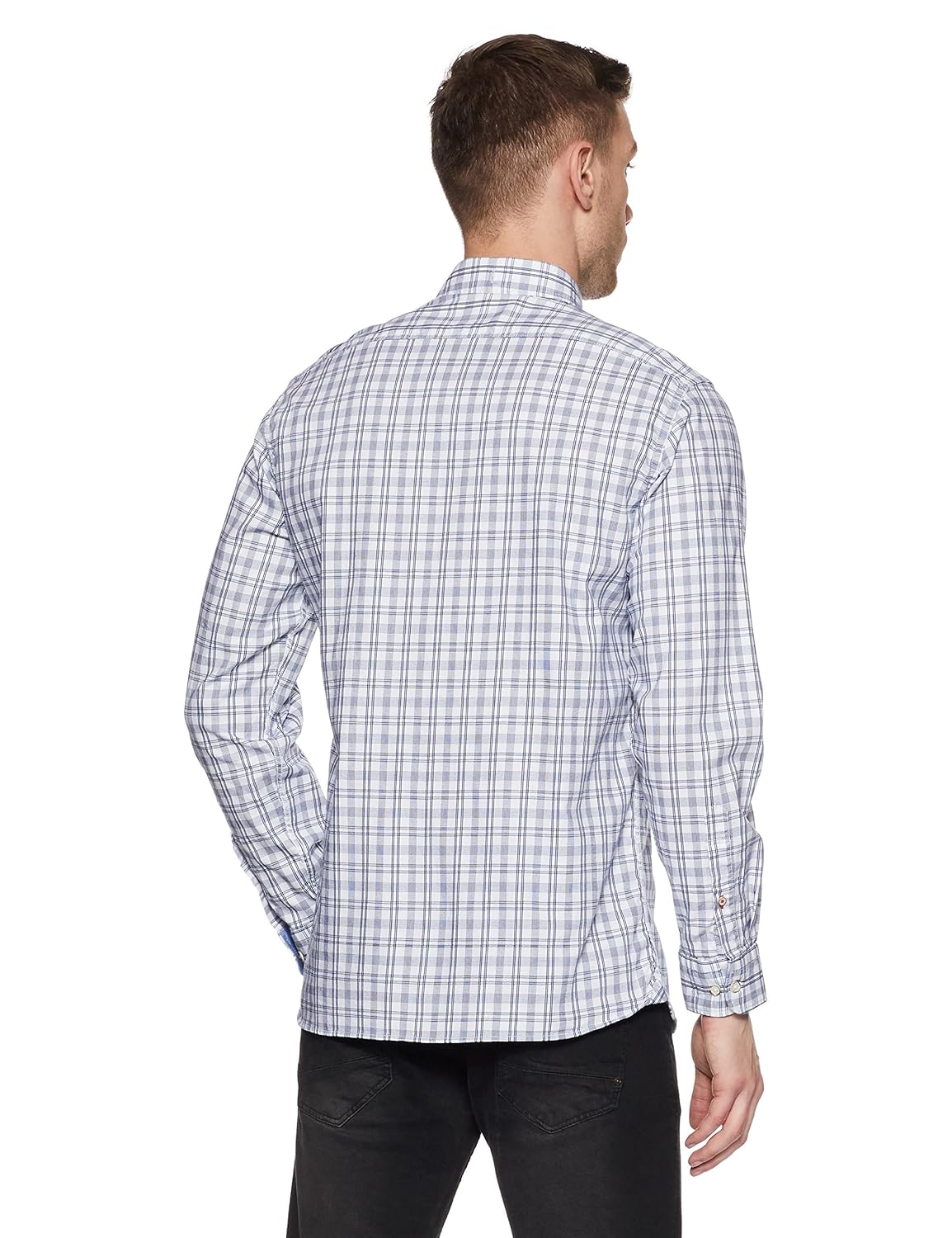 arrow sports men's checkered slim fit cotton casual shirt