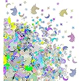 3000+PCS Unicore Moon Star Table Confetti,Halloween Glitter Sequins, Iridescent Party Decorations for Halloween Birthday Wedding Festival Party DIY Table Décor