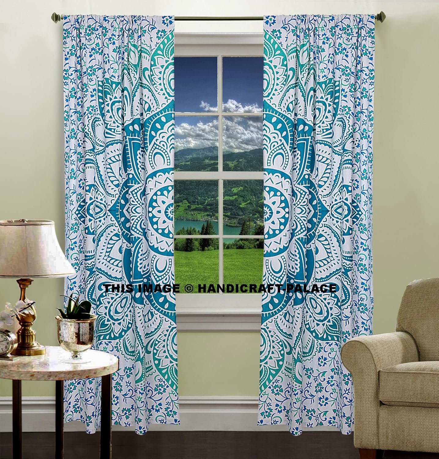 Indian Ombre Mandala Door Window Curtain Drape Panel Sheer Scarf