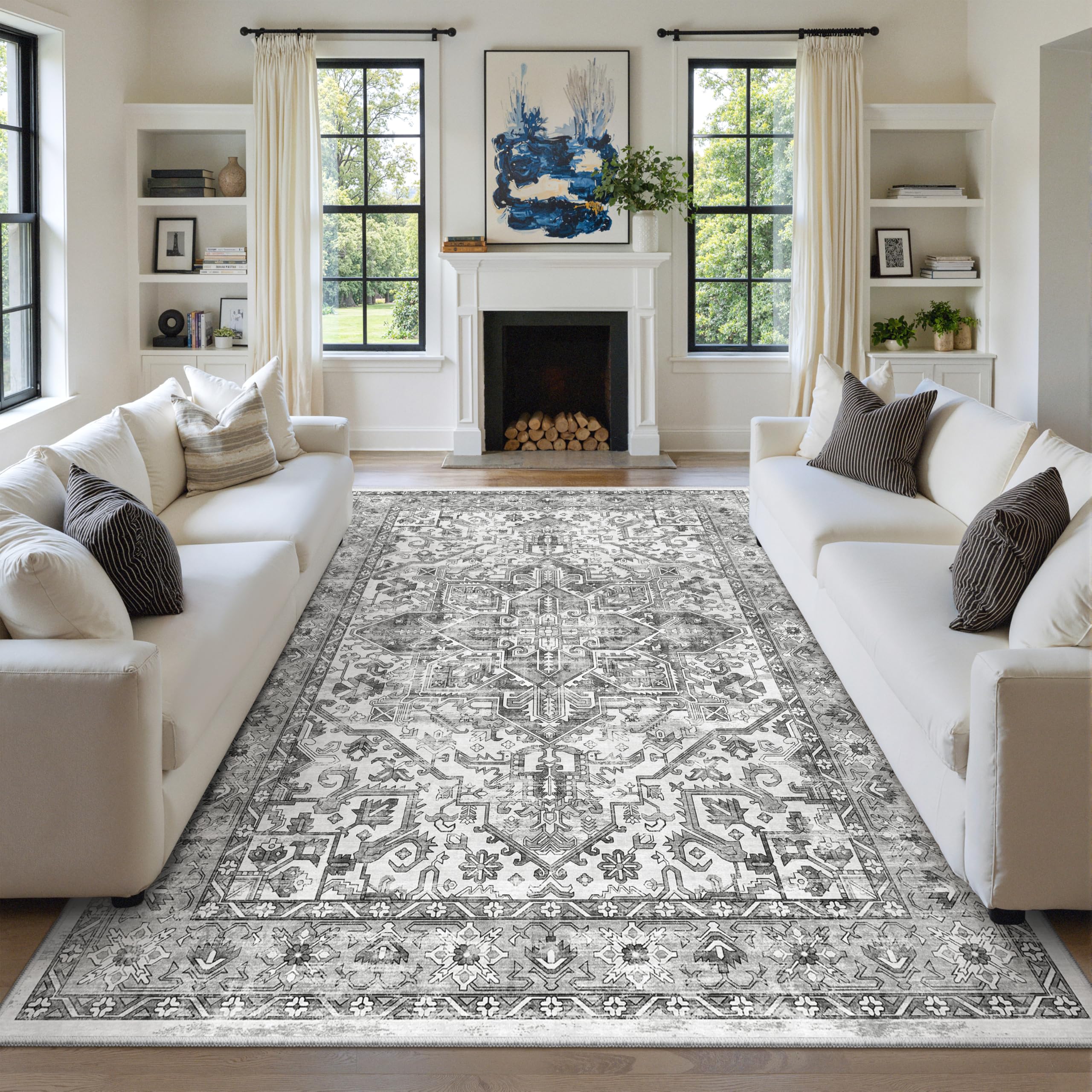 zesthome 9x12 Area Rugs,Stain Resistant Washable Rug,Ultra-Thin Rugs ...