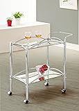 Coaster Traditional Chrome Serving Cart with Mirrored Bottom Shelf and Casters