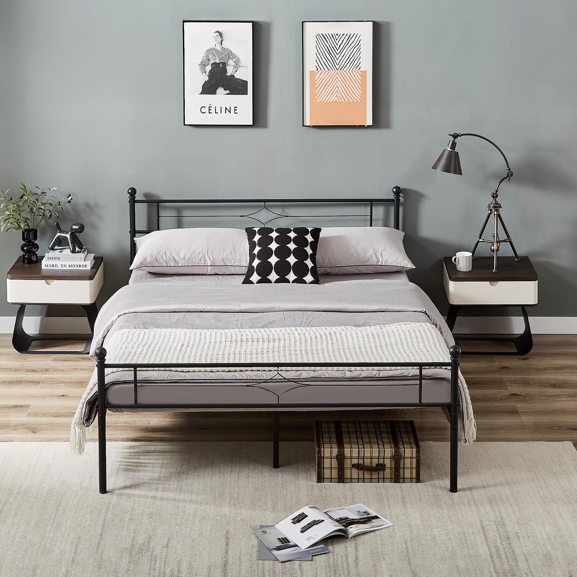 Nelaukoko Full Metal Bed Frame with Headboard and Footboard, Platform Bed Frame Full Size with Storage Underneath, Strong Metal Slats Support, No Box Spring Needed, Easy Assembly, Black Image