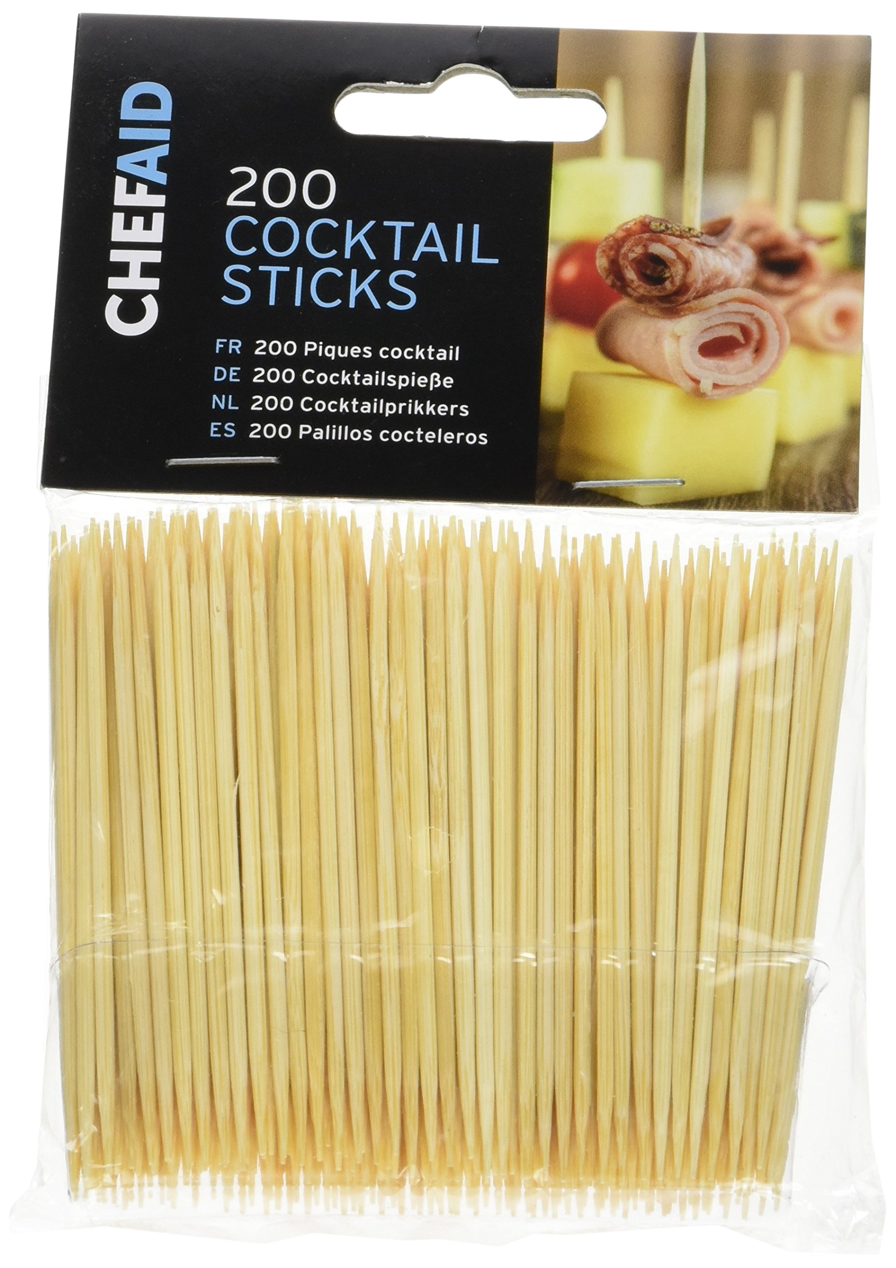 Chef Aid Cocktail Sticks, Pack of 200 Stick perfect for Buffets and Cocktails use, The Skewer design helps hold sweet and savoury foods, Each cocktails stick measures 8 cm