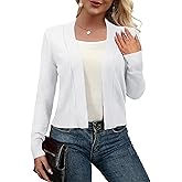 AAMILIFE Women Long Sleeve Cropped Knit Sweater Cardigans Open Front Bolero Shrug
