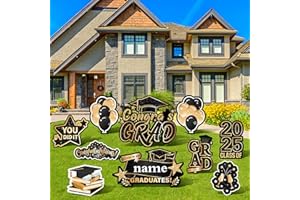 Vivantia Large 2025 Graduation Yard Signs Class of 2025 Congrats Grad Lawn Yard Decor DIY Name Yard Sign with Stakes for Senior College School Grad Party Outdoor Garden Decorations, Black and Gold