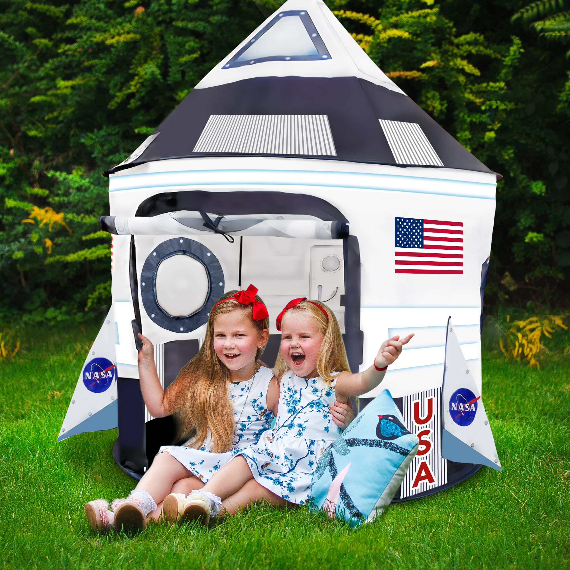 ArtCreativity Kids Tent Indoor Pop up Play Tent for Kids, Outer Space Party Decorations & Space Toys for Ages 4-12 Indoor & Outdoor Playhouse, Spaceship Playhouse for Birthday Party Decoration