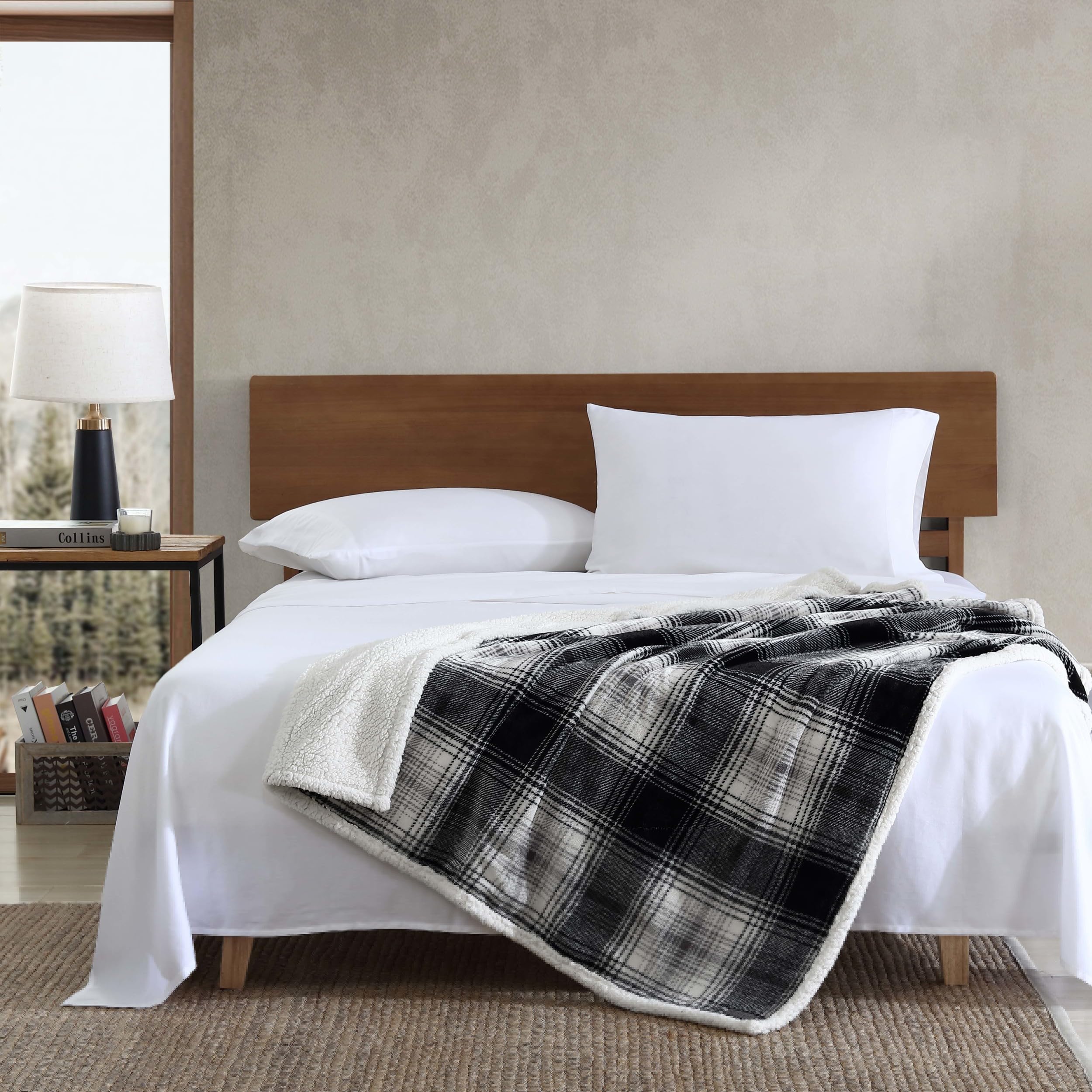 Eddie Bauer - Throw Blanket, Reversible Sherpa Fleece Bedding, Home Decor for All Seasons (Vail Plaid, Throw) — image 1