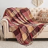 Edcooy Boho Throw Blanket,Patchwork Large Blankets for Sofa Double Bed Armchair Couch,Weighted Soft Furniture Throws,Tassels Chenille Throws and Blankets for Bohemian Decor (60"*75")…