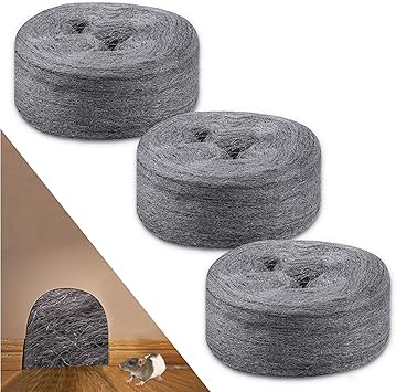 3 Roll Steel Wool Diy Kit 0000 Ultra Fine Grade Rodent Control Gaps Blocker Stainless Coarse Wire Wool Fill Fabric Hardware Cloth Keep Rats And Mice Away From Holes Wall Cracks Vents Amazon Co Uk Diy
