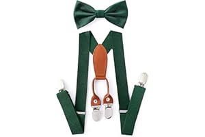 ZURLEFY Adjustable Baby Suspenders and Bow Tie Set for Boys, Bowtie and Elastic Suspenders with 4 Strong Metal Clips