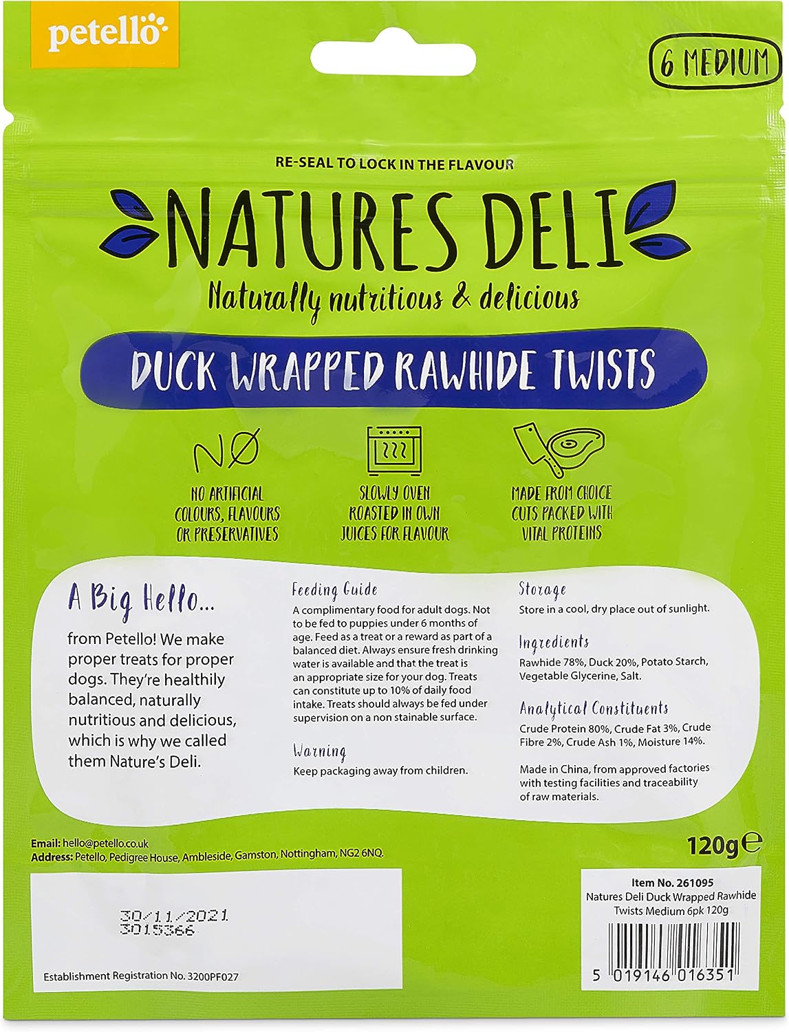 Bingham Farms Duck Wrapped Rawhide Twist Dog Treat - Dental Chew, Nutritious, Natural Flavour, High Protein - Medium - 6 pk - 120 g - Image 3