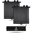 EcoNour Car Window Covers for Baby (2 Pack) | Retractable Car Window Shades for Protecting Kids, Passengers & Pets from Harmful Sun Rays | Window Sun Shade for Trucks, SUVs | (22”x24”)
