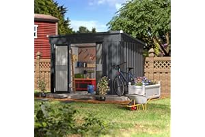 Yardenaler 6x10 FT Metal Outdoor Storage Shed, Garden Tool Shed Kit with 2 Doors & Keyed Locking, Waterproof Patio Utility Tool Shed for Backyard and Garden, Gray