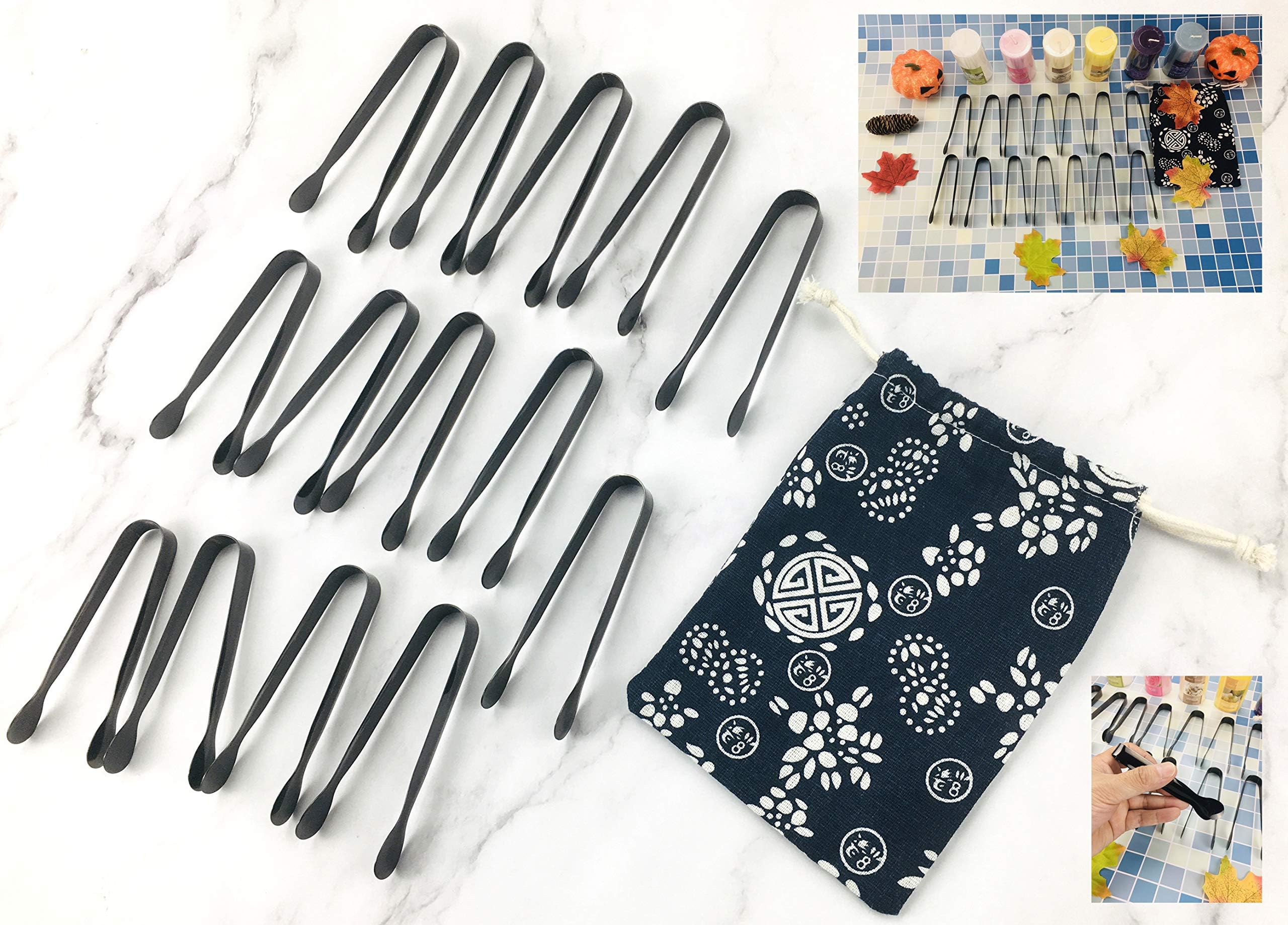 14 Pack Sugar Tongs Ice Tongs Stainless Steel Mini Serving Tongs Appetizers Tongs Small Kitchen Tongs for Tea Party Kitchen restaurant and Coffee Bar (Black)