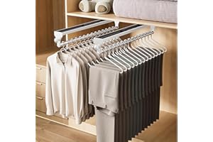 CICUFY 2 Pack Pull Out Closet Valet Rod, Heavy Duty Adjustable Closet Rod, 15.7inch Telescopic Pant Rack, Space Aluminum Clothes Hanger Rail, Closet Storage Organizer for Trousers Clothes White