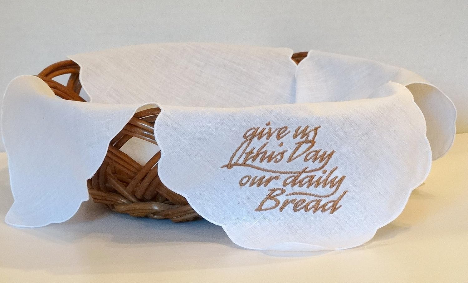Embroidered Linen Bun/Bread Warmer Cloth Give Us This Day